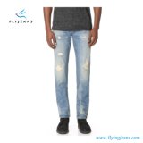 Top Design Fashion Slim-Straight Men Jeans 100% Denim with Paint & Repaired Holes (Pants E. P. 4121)