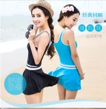 Hot Sale Girl's One-Piece Long Wetsuit& Swim Dress for Black