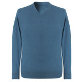 Bn 1410men's Yak and Wool Blended Luxury Semi Worsted V Neck Knitted Pullover