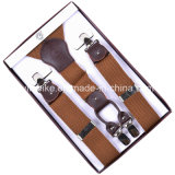 High Quality 4 Clips Men Suspender Genuine Leather Fittings