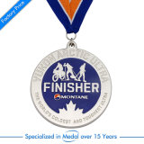 Custom Enamel Silver Sport Finisher Medal in Round Shape