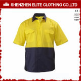 Short Sleeve Fluorescent Yellow Cotton Safety Shirt (ELTHVSI-17)
