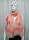 Lady Elephant Printed Fashion Cotton Polyester Voile Scarf (YKY1055)