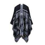 Women's Color Block Open Front Blanket Poncho Bohemian Cashmere Like Cape Thick Winter Warm Stole Throw Poncho Wrap Shawl (SP229)