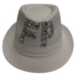 Discount Women Fedora Hat with Band and Crystal Logo
