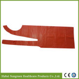 Disposable Kitchen Polyethylene Apron, PE Apron in Red Color
