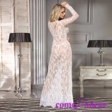 Facoty Support White Lace Long Sleeve Sleepwear Gown