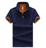 Fashion Contrast Color Collar Cuff Men's Casual Short Sleeve Polo Shirts Plus Size Male Solid Color Lycra Polo Shirts