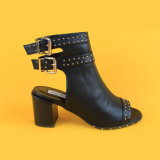 Women Black Ankel Strap Beaded Sandals Boots for Girl