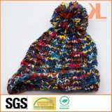 Fashion Warm Space-Dyed Multi-Color Knitted Hat with Pompom