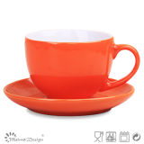 10oz Coffee Ceramic Two-Tone Cup and Saucer