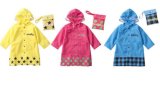 Child Fashion Nylon Polyester Raincoat with School Bag Cover