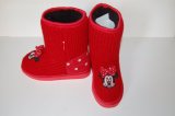 Best Seller Character Applique Ladies Red Knit Boots Slippers