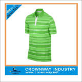 Men's Green Stripe Golf Polo Shirt with Dri Fit Function