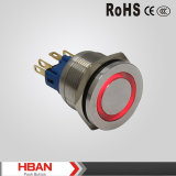22mm 25mm 30mm Normal Closed Push Button, Ring LED Illuminated Push Button Switch Exit Button