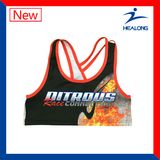 Sublimation Running Gym Yoga Fitness Stretch Double Layer Sport Bra Top