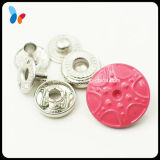 Enamel Coated Pink Alloy Metal Cap Spring Snap Button