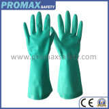 Green Nitrile Industrial Chemical Gloves with En388 and En374
