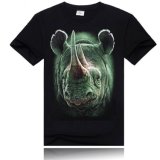News Design 3D Rhinoceros Print Mens Cotton T-Shirt