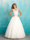 Jewel Neck Tulle Bridal Ball Gown Cap Sleeve Wedding Dress