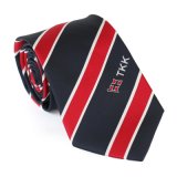 Elegant Black Red Striped Logo Tie Popular Custom Made Pattern Male Formal Cravat School Necktie Matching Accessories