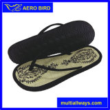 Women Straw Mat Flip Flops with Electronic Embroidery