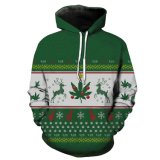 Chirstmas Cotton and Polyester Mixture Mens Hooded Sweatshirt, Pullover Sport Hoody