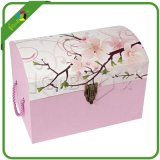 Baby Pink Suitcase Packaging Box with Metal Closure and Handle