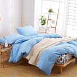 Import From China Wholesale Discount Brushed Microfiber Plain Blue Bed Sheet Set with Single, Double Queen, King Size