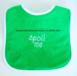 Factory OEM Produce Custom Logo Embroidered Green Cotton Terry Soft Baby Neck Bib