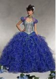 Beaded Ruffle Tulle Prom Dress Quinceanera Gowns Ball Dresses