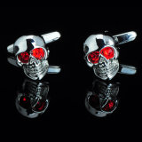 VAGULA New Red Zircon Skull Tie Clip&Cufflinks Men's Jewelry