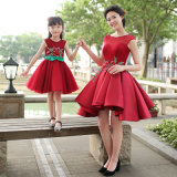 Red Embroidery Mother and Daughter Dresses A-Line Flower Girl Dress