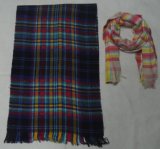 Junior Plaid Woven Blanket Scarf with Metallic