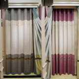 Heat-Insulating Polyester Linen Jacquard Blackout Window Curtain with Lace (30W0042)