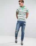Men Short Sleeves Polo Shirt with Stripe