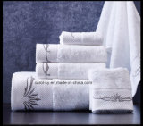 Cotton Bathroom Towel with Embroidery and Decoration Hem