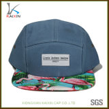 Custom Cotton Blue Floral Brim 5 Panel Hats and Caps