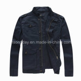 Outdoor Linen Cotton Men's Casual Black Jacket (9094)