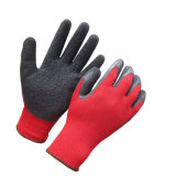 Red Polyester Black Latex Coated Safety Work Gloves