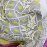 Customized 100% Silk Printed Shawl with Embroidery (AMA170609-3)