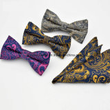 100% Silk Woven Wholesale Pocket Squares with Bow Ties