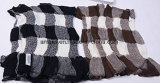 100% Mercerized Wool Shawl Scarf with Checked Printed