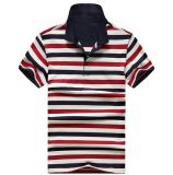 OEM Embroidered Short Sleeve Pique Striped Polo Shirt
