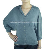 Women Knitted V Neck Fashion Clothes with Buttons (L15-087)
