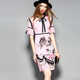 Chinese Ink Floral Printed Silk Women Pencil Dress