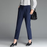 Office Navy Blue Middle Waist Formal Womens Trouser Pants