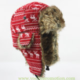 Hot Sale Acrylic Knitted Faux Fur Ushanka Russian Trapper Hat