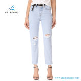 Straight-Leg Skinny Women Ninth Denim Jeans with Light Blue by Fly Jeans