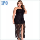 Strapless Plus Size Lace Cocktail Dress for Clubwear